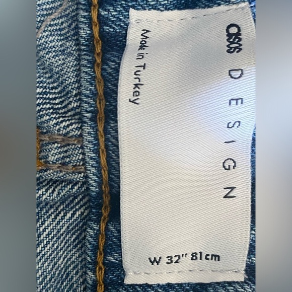 NWT ASOS Men’s Jorts Jean Denim Shorts Size 32 5 Pocket Design Destructed Cuffed - Picture 2 of 4